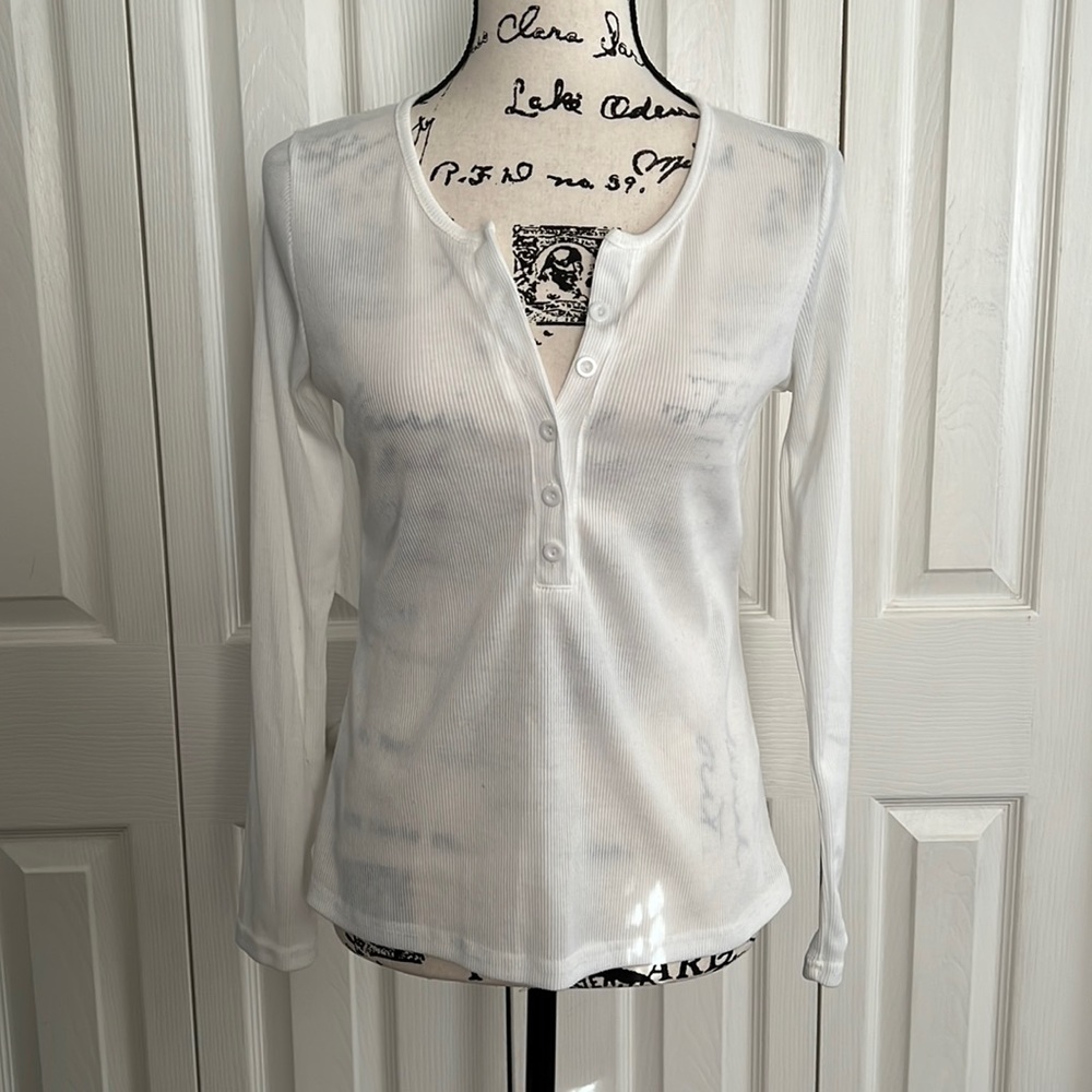 NWOT White Henley Top